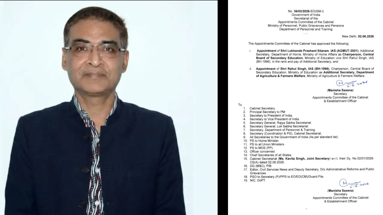 Left:- Former CBSE Chairperson Rahul Singh and Right :-Lokhande Prashant Sitaram appointed as the new CBSE Chairperson.