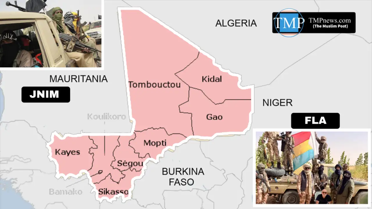 Image created by TMP staff showing a map of Mali, its regions, and the armed groups that recently carried out attacks.