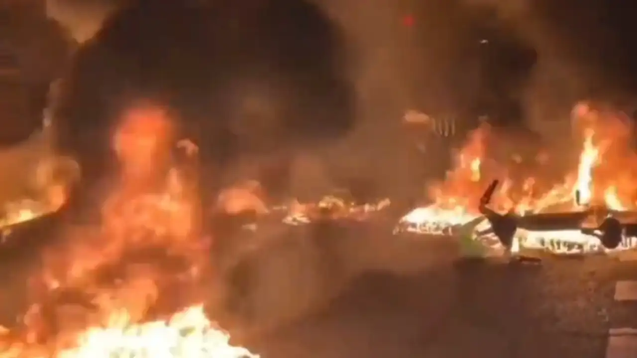 PSG fans set fire to public property after the Champions League win.