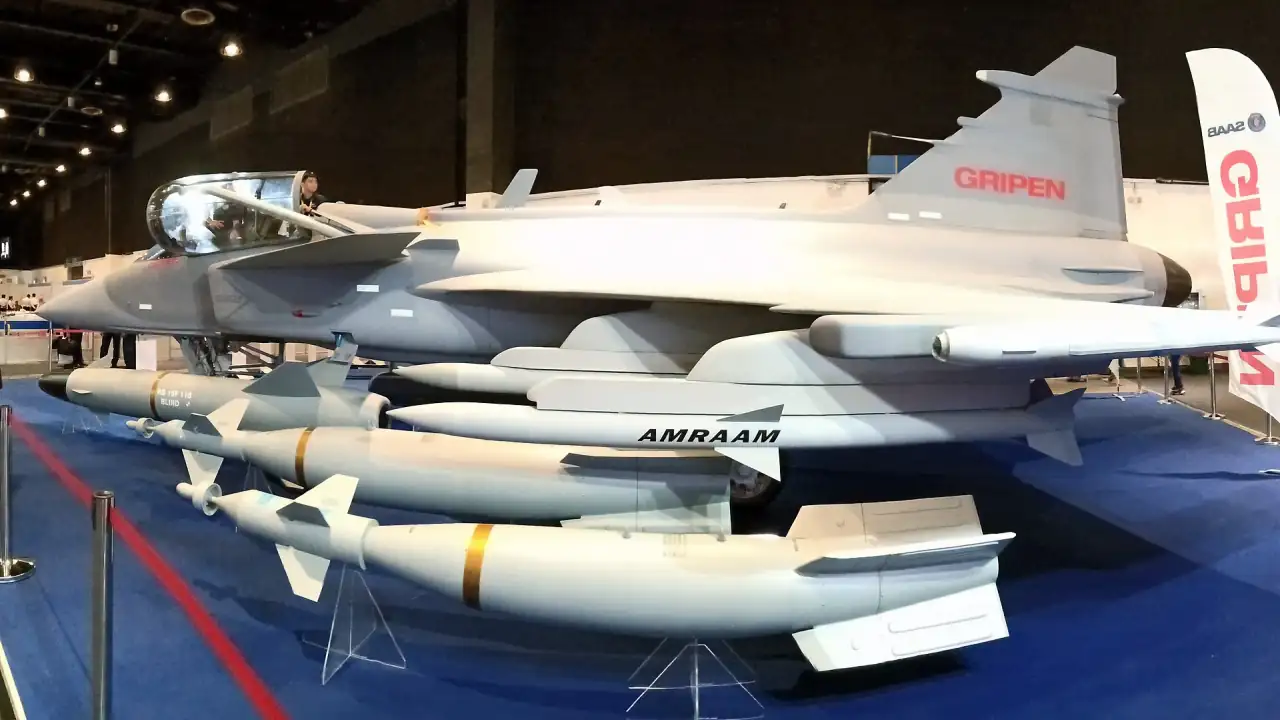 Side view of a JAS-39C Gripen Multi Role Fighter (MRF) aircraft. Photo taken during the 2018 Asian Defence and Security (ADAS) Trade Show at the World Trade Center in Pasay, Metro Manila