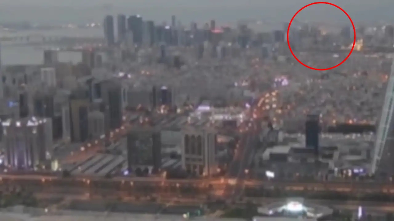 Footage showing an impact on the U.S. Fifth Fleet Naval Base in Bahrain.