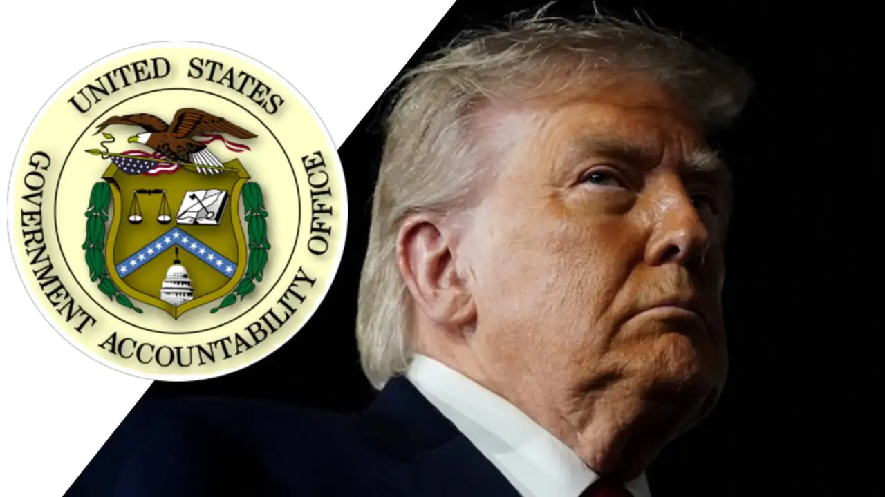 Image shows US President Donald Trump and GAO ( Government Accountability Office )